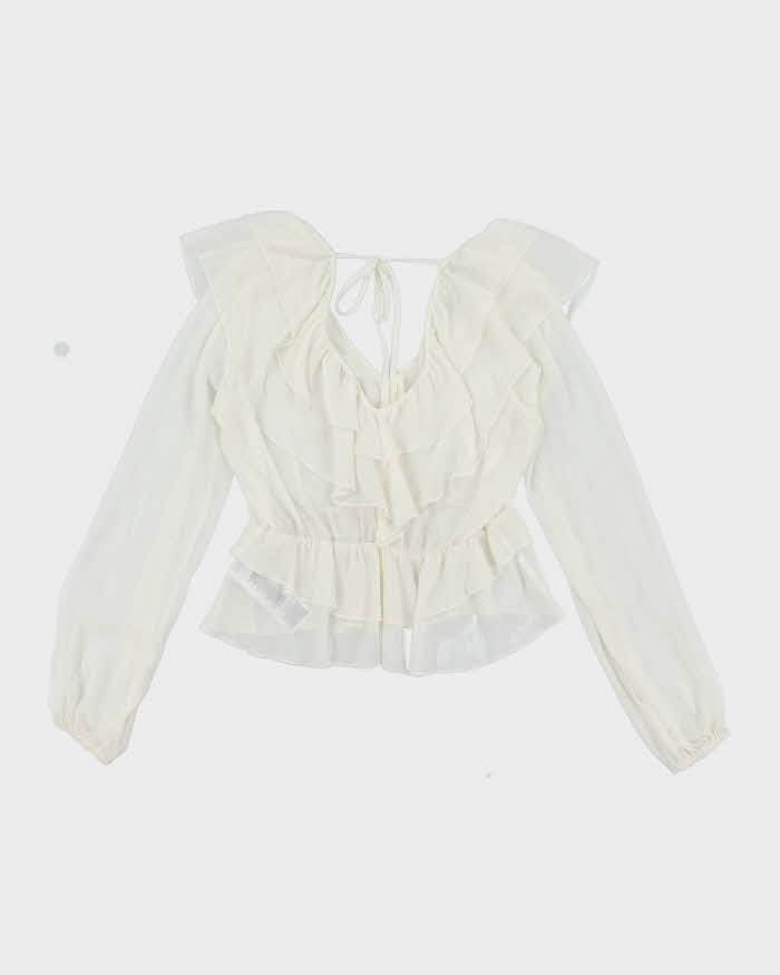 Vintage Y2k 00s Guess Mesh Ruffle Top - S