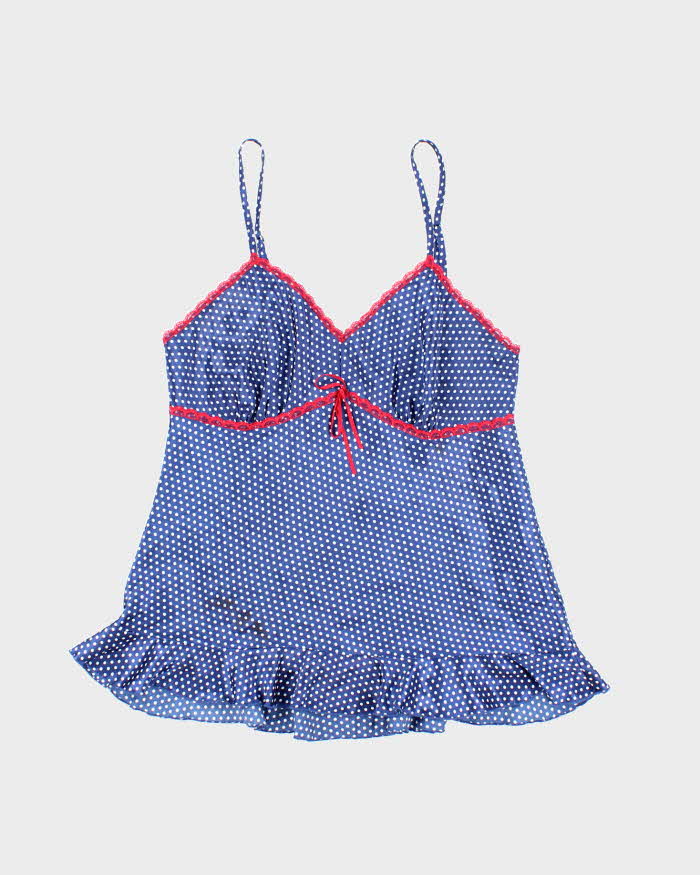 Vintage Y2k 00s La Vie En Rose Pola Dot Satin Cami - M