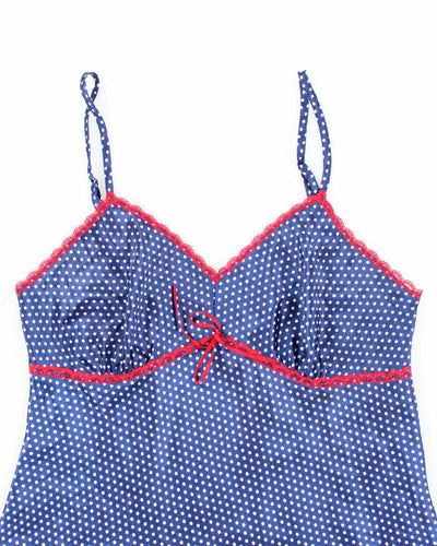 Vintage Y2k 00s La Vie En Rose Pola Dot Satin Cami - M