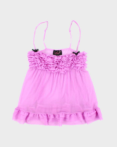 Vintage Y2k 00s La Senza Mesh Ruffle Cami - M
