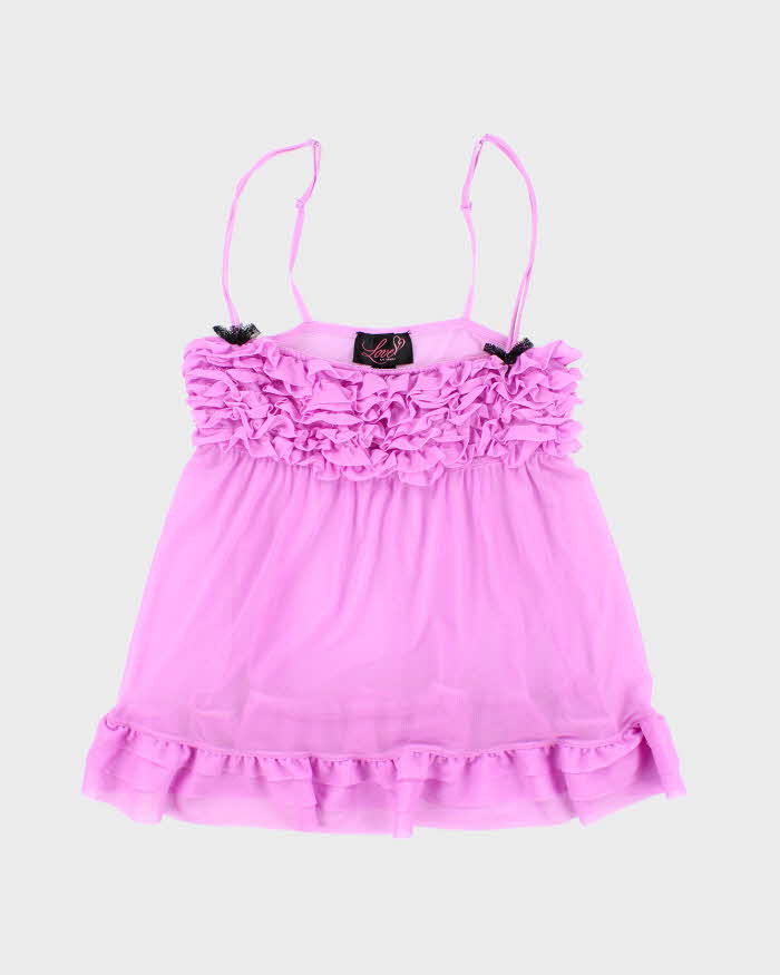 Vintage Y2k 00s La Senza Mesh Ruffle Cami - M