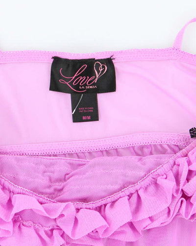 Vintage Y2k 00s La Senza Mesh Ruffle Cami - M