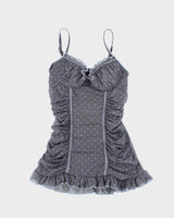 Vintage Y2k 00s La Vie En Rose Polka Dot Mesh Cami - XS