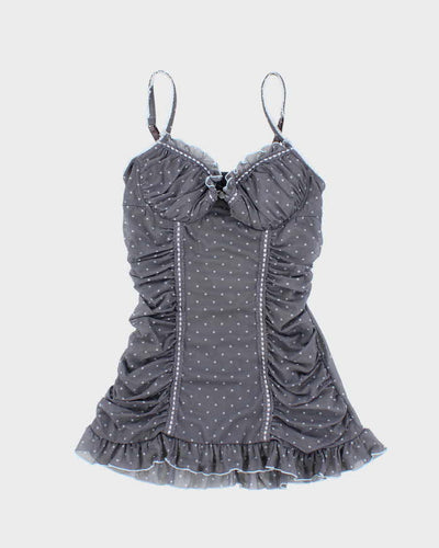 Vintage Y2k 00s La Vie En Rose Polka Dot Mesh Cami - XS
