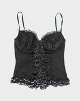 Vintage Y2k 00s Dreamgirl Pola Dot Ruffle Mesh Cami - XS