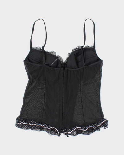 Vintage Y2k 00s Dreamgirl Pola Dot Ruffle Mesh Cami - XS