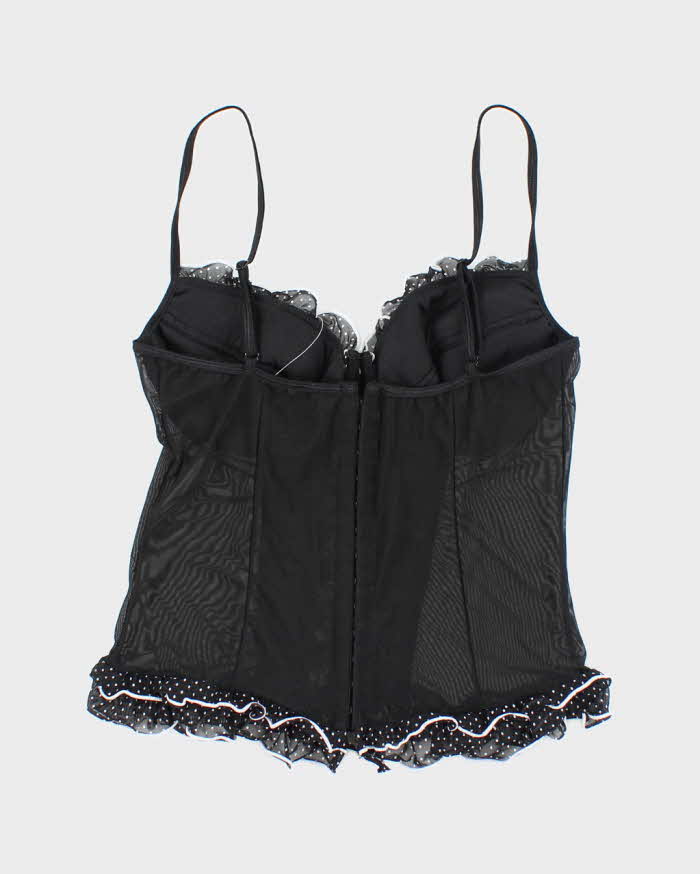 Vintage Y2k 00s Dreamgirl Pola Dot Ruffle Mesh Cami - XS
