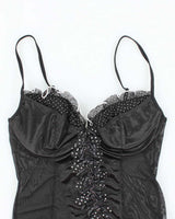 Vintage Y2k 00s Dreamgirl Pola Dot Ruffle Mesh Cami - XS