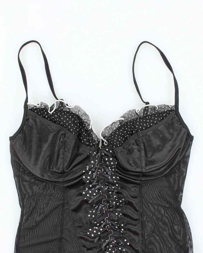 Vintage Y2k 00s Dreamgirl Pola Dot Ruffle Mesh Cami - XS