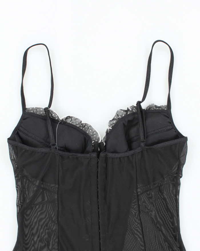 Vintage Y2k 00s Dreamgirl Pola Dot Ruffle Mesh Cami - XS