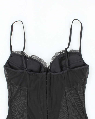 Vintage Y2k 00s Dreamgirl Pola Dot Ruffle Mesh Cami - XS