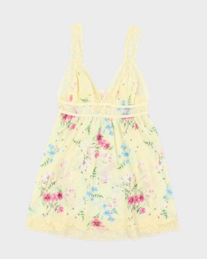 Vintage Y2k 00s La Vie En Rose Floral Mesh Cami - XS