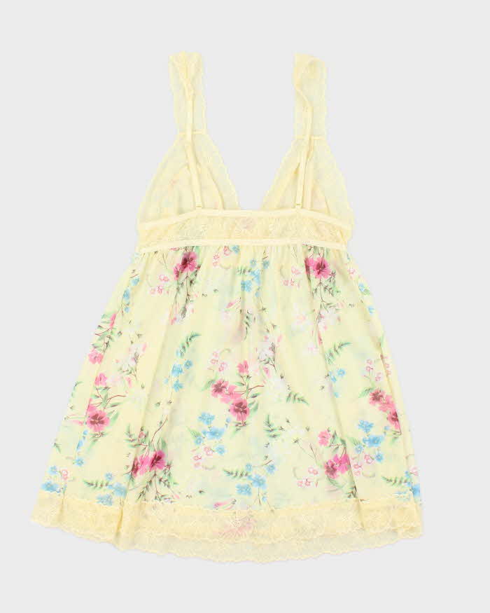 Vintage Y2k 00s La Vie En Rose Floral Mesh Cami - XS