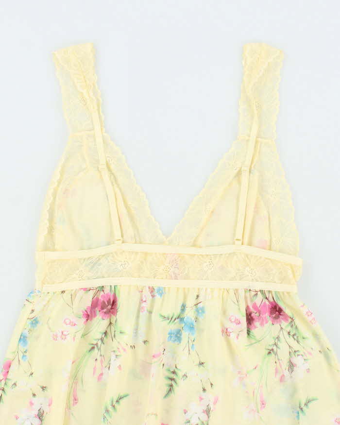 Vintage Y2k 00s La Vie En Rose Floral Mesh Cami - XS