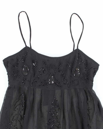 Vintage 90s 00s Seduction Beaded Mesh Cami - S
