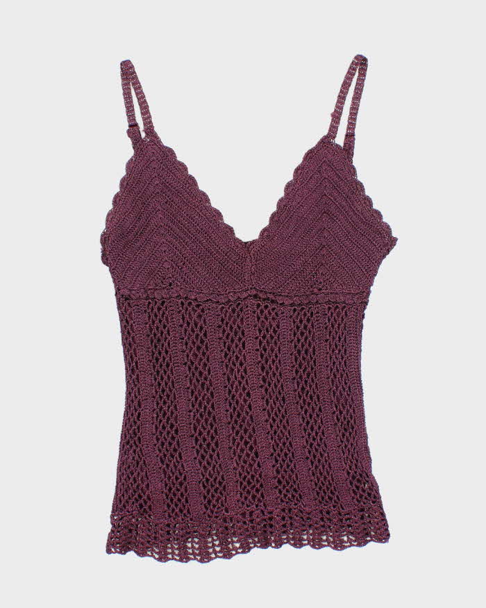 Vintage Y2k 00s Le Chateau Crochet Sparkly Cami - S
