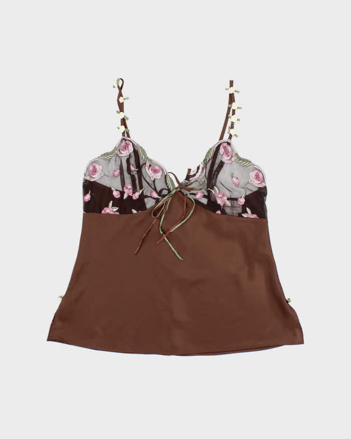 Vintage 90s Brown Satin Cami - M