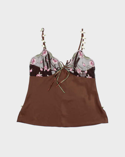 Vintage 90s Brown Satin Cami - M