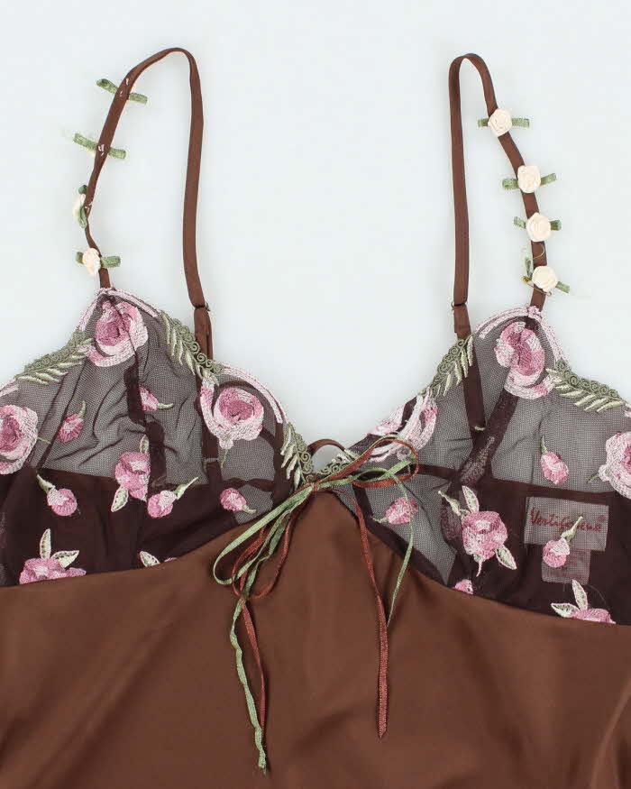 Vintage 90s Brown Satin Cami - M