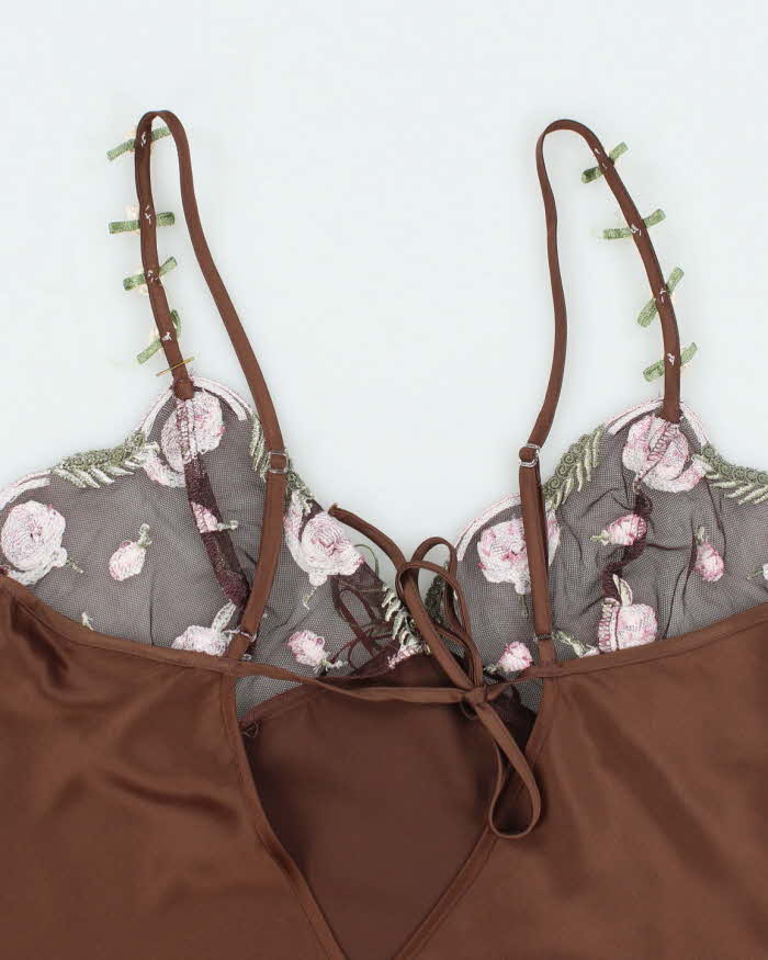 Vintage 90s Brown Satin Cami - M