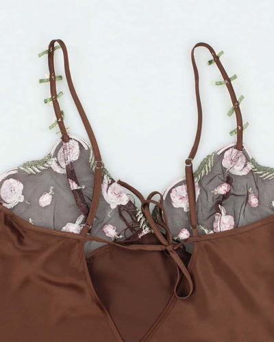 Vintage 90s Brown Satin Cami - M