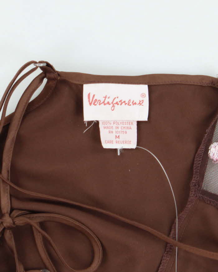 Vintage 90s Brown Satin Cami - M