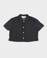 Vintage 90s  Maggie London Polka Dot Cropped Blouse - M
