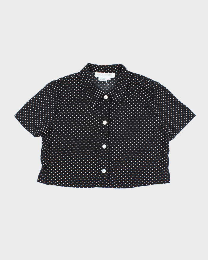 Vintage 90s  Maggie London Polka Dot Cropped Blouse - M