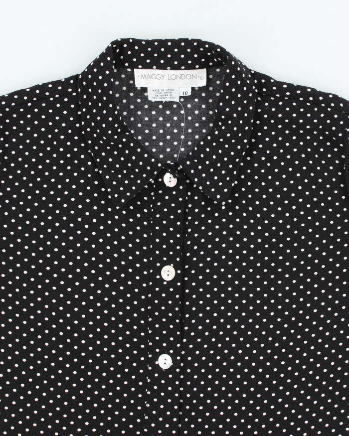 Vintage 90s  Maggie London Polka Dot Cropped Blouse - M
