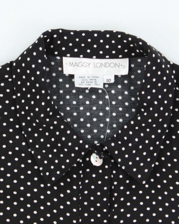 Vintage 90s  Maggie London Polka Dot Cropped Blouse - M