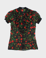 Vintage 00s Dolce &amp; Gabbana Floral Silk Sheer Blouse - S