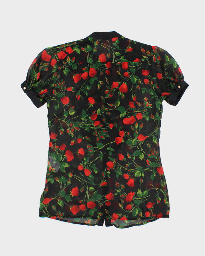 Vintage 00s Dolce &amp; Gabbana Floral Silk Sheer Blouse - S