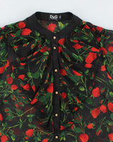 Vintage 00s Dolce &amp; Gabbana Floral Silk Sheer Blouse - S