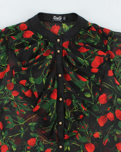 Vintage 00s Dolce & Gabbana Floral Silk Sheer Blouse - S