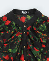 Vintage 00s Dolce &amp; Gabbana Floral Silk Sheer Blouse - S