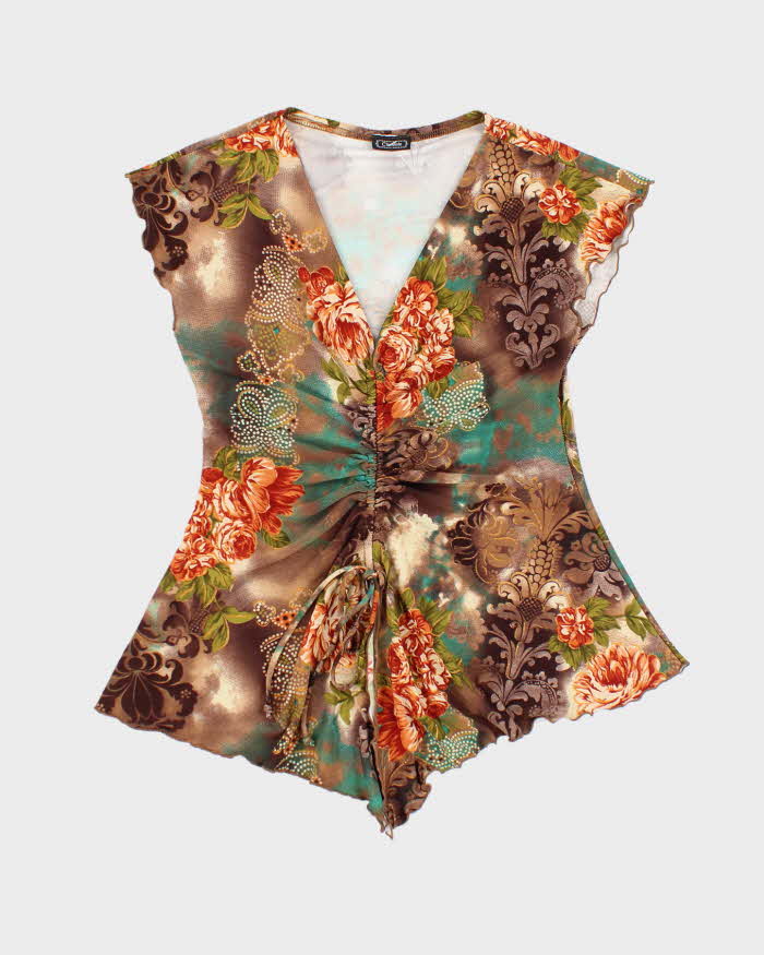 Vintage Y2k 00s Clientele Ruched Blouse - S