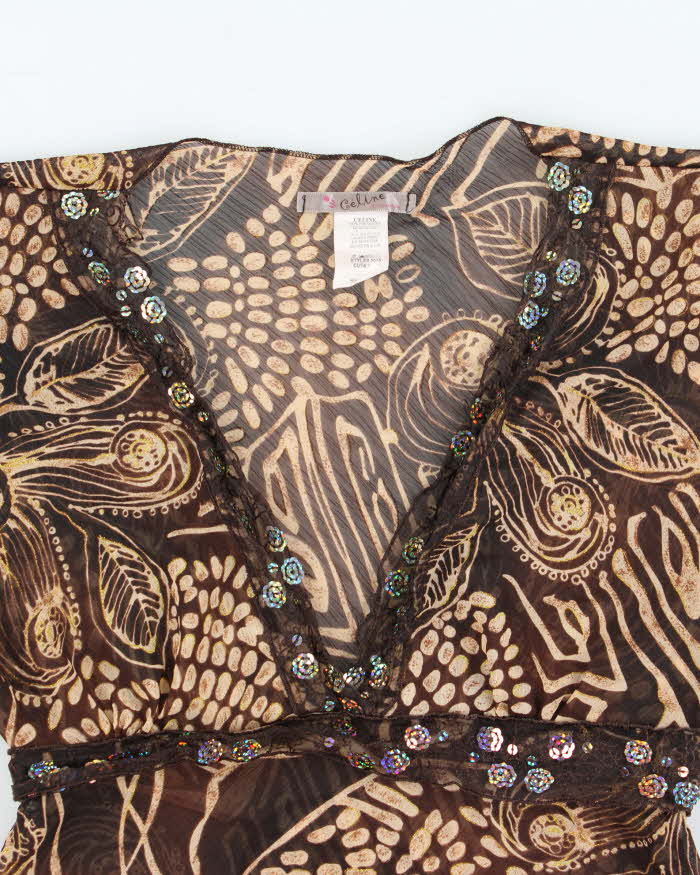 Vintage Y2k 00sCeline Sheer Sparkly Blouse - S