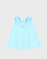Vintage Y2k 00s La Senza Blue Mesh Lace-up Cami - L