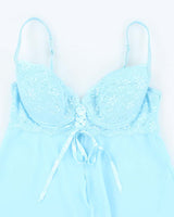 Vintage Y2k 00s La Senza Blue Mesh Lace-up Cami - L