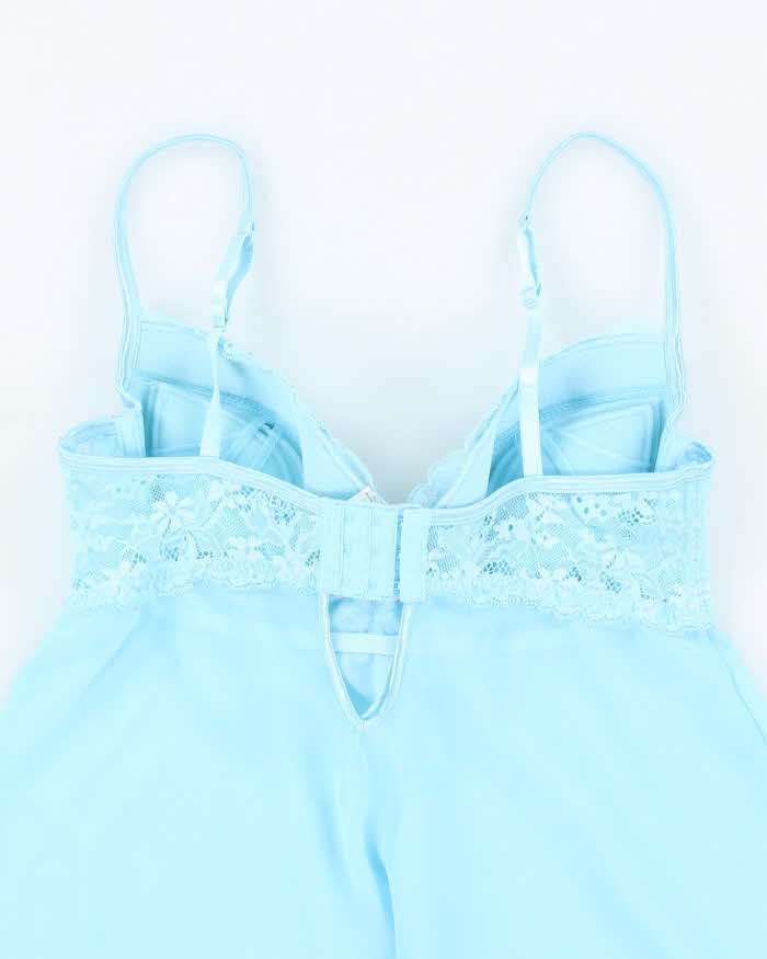 Vintage Y2k 00s La Senza Blue Mesh Lace-up Cami - L