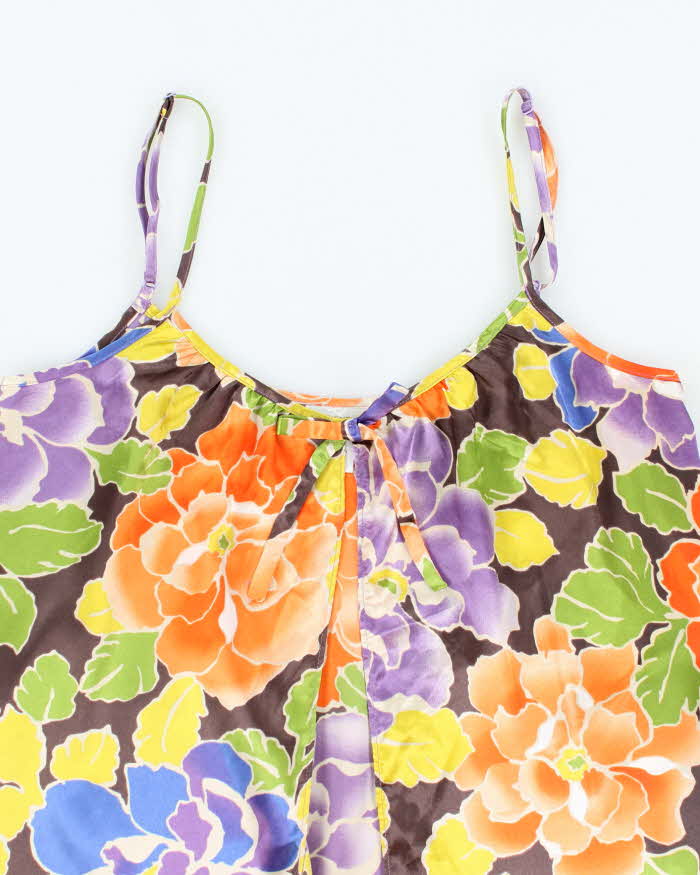 Vintage Y2k 00s La Senza Satin Floral Tie-front Cami - M