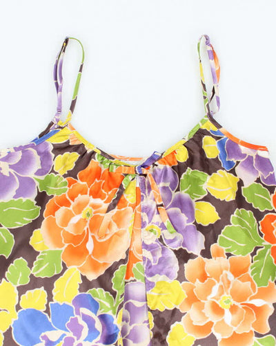 Vintage Y2k 00s La Senza Satin Floral Tie-front Cami - M