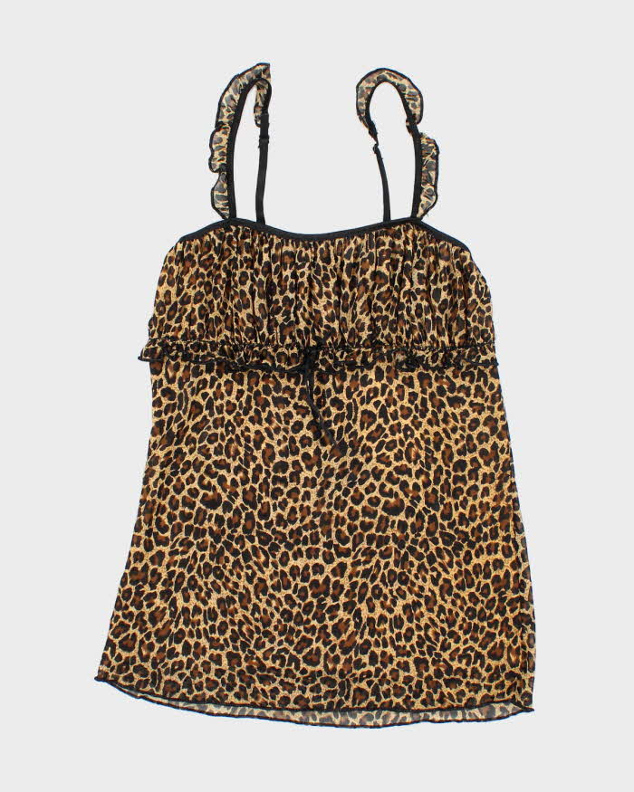 Vintage Y2k 00s Leopard Print Mesh Cami - XS