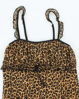 Vintage Y2k 00s Leopard Print Mesh Cami - XS