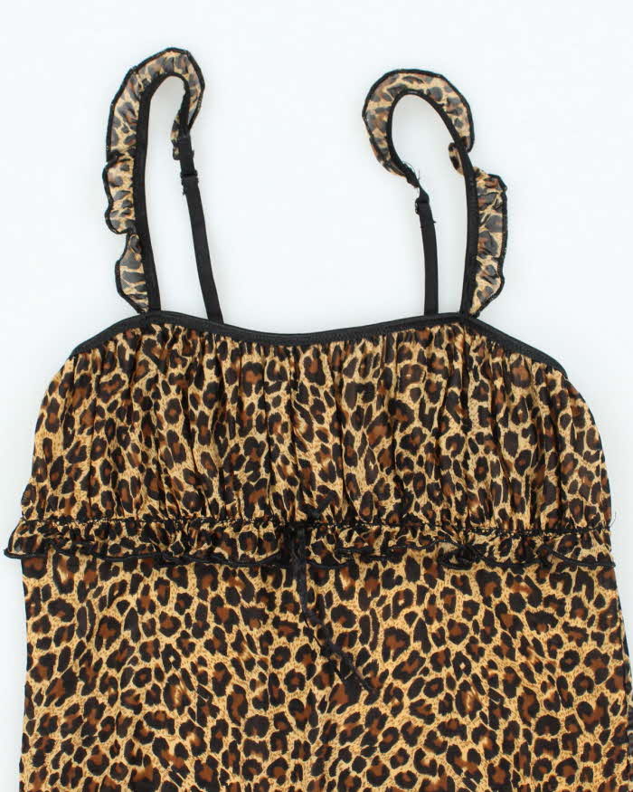 Vintage Y2k 00s Leopard Print Mesh Cami - XS