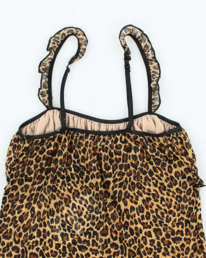 Vintage Y2k 00s Leopard Print Mesh Cami - XS