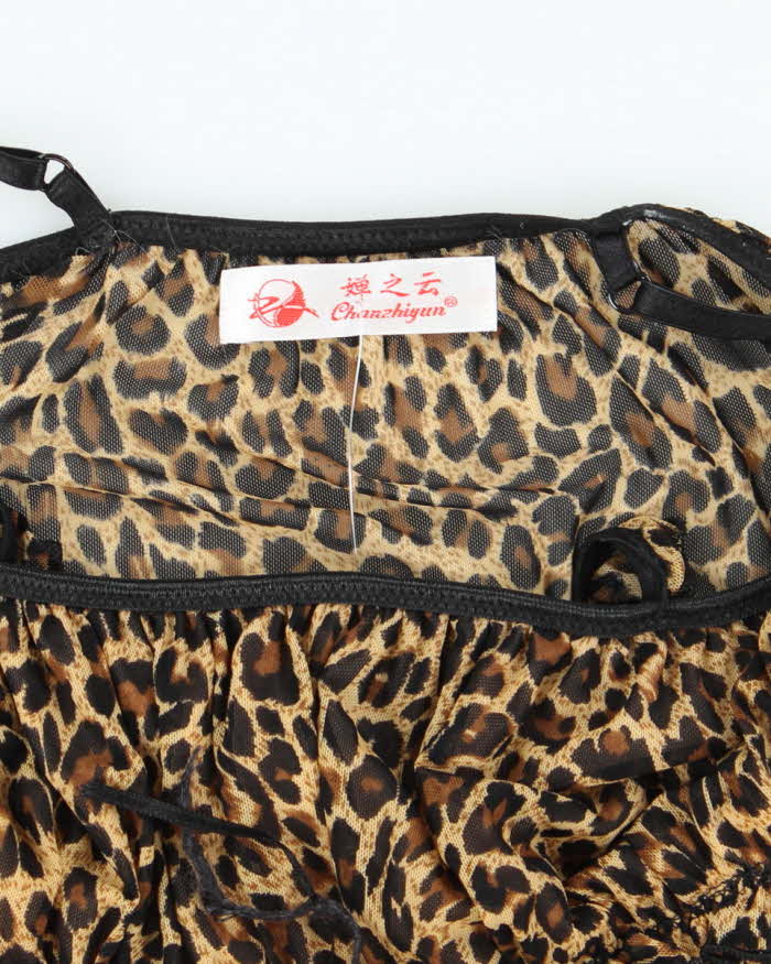 Vintage Y2k 00s Leopard Print Mesh Cami - XS