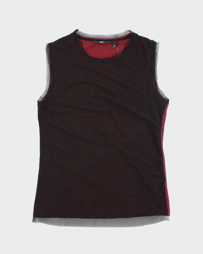 Vintage Y2k 00s Hugo Boss Mesh Overlay Top - M