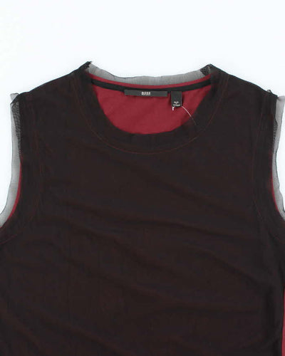 Vintage Y2k 00s Hugo Boss Mesh Overlay Top - M