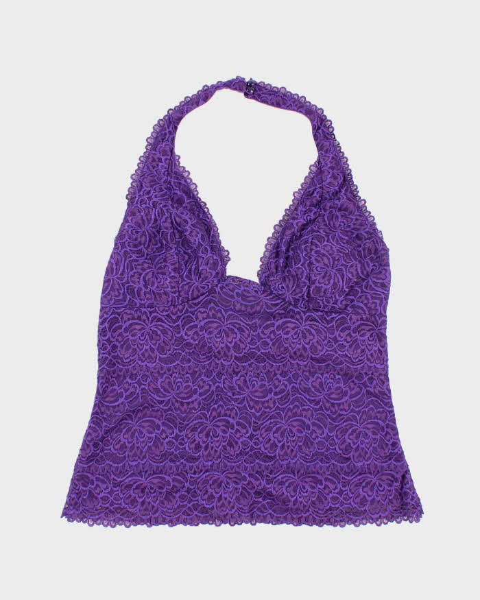 Vintage Y2k 00s Le Chateau Lace Halter Neck Top - L